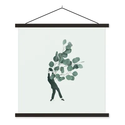 Produktbild von MuchoWow® Textilposter Ballon - Mann - Retro 120x120 cm mit schwarzem Rahmen - Aufhängungsset