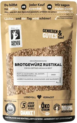Produktbild von Brotgewürz rustikal, grob geschrotet, für authentisches Bauernbrot selbstgemacht, lecker zum Backen, 100g