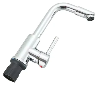 Productafbeelding van Wasbakarmatuur, spuitmondstuk dat 360° draait, compatibel met warm en koud water, geborsteld nikkel, geborsteld nikkel