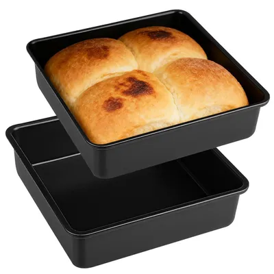 Immagine prodotto di Set di 2 teglie da forno, forma quadrata, 15,9 x 15,9 x 5 cm, Acciaio al carbonio con rivestimento antiaderente