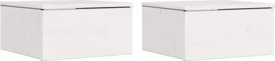 Produktbild von Nachttisch 2 pcs Weiß 37 x 35 x 18,5 cm Massivholz Kiefer