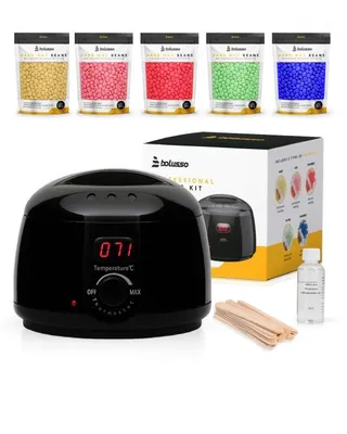 Produktbild von Bolusso Wachsgerät | Haarentfernungsset | Inklusive Wachserhitzer | 5 Arten v Wachsbohnen (500g) | 50 Wachsstäbchen | Einstellbare Temperatur 30-120°C