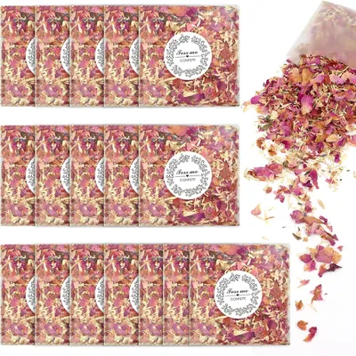 Productafbeelding van Natuurlijke bruiloftsconfetti - Set van 14 - Natuurlijk bloemblad - Biologisch afbreekbaar - Mix van roze roos