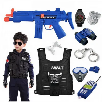 Produktbild von Polizei Kostüm Kinder Set mit SWAT Weste & viel Zubehör für Karneval & Fasching