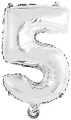 Image de Mini ballon en aluminium en forme de chiffre 5 argenté, 25,5 x 40 cm - Amscan
