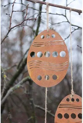Produktbild von Ostereier zum hängen | Osterschmuck Aufhänger 3er Set | Osterdeko Edelrost Gartendeko