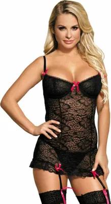 Productafbeelding van SUBBLIME BH - Garterriem met roze strik, maat L/XL