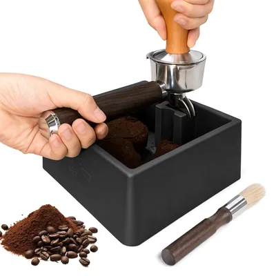 Espresso-Klopfbox schwarz 16x15x6,5 cm mit Reinigungsbürste
