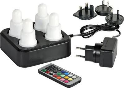 Produktbild von Duni LED Set wiederaufladbar mehrfarbiges Licht 4er Set 70 x 40mm