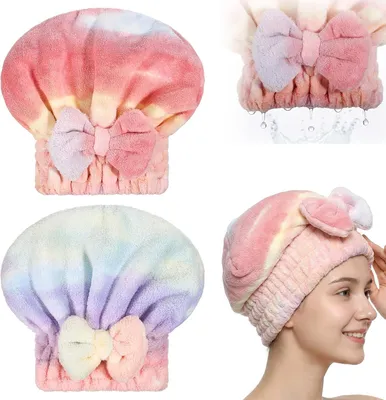 Produktbild von 2 Stück Mikrofaser-Haarturban zum Trocknen der Haare