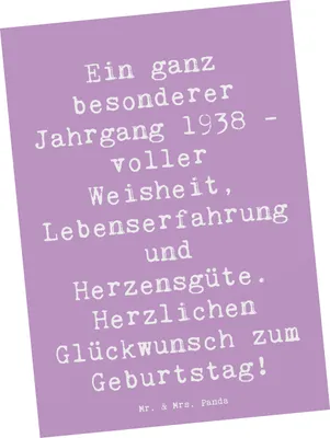 Produktbild von Mr. & Mrs. Panda Postkarte Spruch 1938 Geburtstag - Lavendeltraum - Geschenk, Feiern, Alles gut zum, Ansichtskarte, Jahrgang, Lebenserfahrung, Happy Birthday, Jahr, Alter