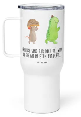 Produktbild von Mr. & Mrs. Panda thermosbecher Schildkröte Maus - Weiß - Geschenk, Kaffee-to-go-Becher, Hilfe, Freunde, Trinkgefäß, Teetasse, Teebecher, Thermobecher