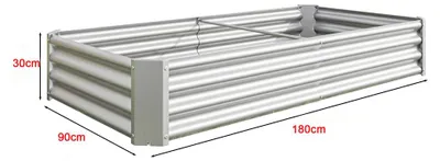 Zdjęcie produktu dla Podwyższona grządka metalowa - Stabilna konstrukcja ze stali - Odporna na rdzę - Konstrukcja bez podłoża - Idealna do uprawy warzyw, ziół i kwiatów - Kolor: srebrny