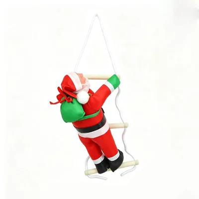 Produktbild von Weihnachtsmann Deko zum Aufhängen - Weihnachtsmann mit Leiter - 43 x 14 cm - für Weihnachtsbaum, Fenster, Balkon und Außenbereich