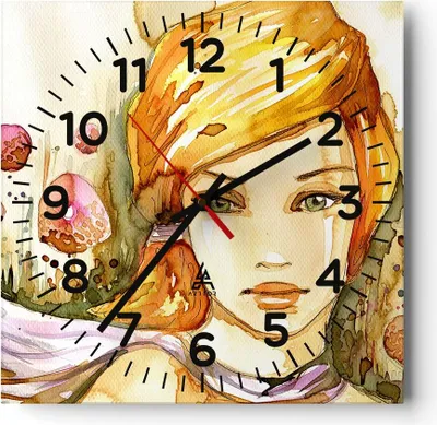 Produktbild von Wanduhr - Quadrat - Glasuhr - Frau Sommer Blume - 40x40cm - Schleichendes Uhrwerk - Lautlos - zum Aufhängen bereit - Dekoration Modern - Wanddekoration aus Glas - C4AC40x40-3538