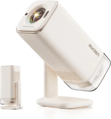 Produktbild von Aurzen Boom Air Mini Beamer mit Google TV & Netflix, 4K Unterstützt, Dolby Audio, TOF Autofokus, USB-C, WLAN & Bluetooth, Heimkino Beamer Tragbar