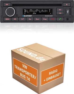 Produktbild von Autoradio Einbaupaket Blaupunkt Milano 200 BT passend für VW T4 | Bluetooth USB