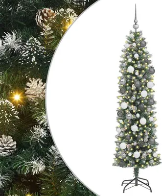 Zdjęcie produktu dla vidaXL Sztuczna smukła choinka zielono-biała 180 cm