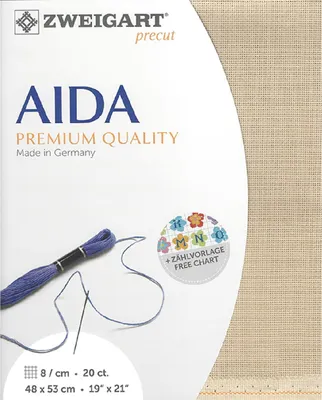 Productafbeelding van aida Zweigart precut 20 ct. Extra fijn Aida 3326 kleur 309 cappuccino , Teller voor kruissteek 48x53cm