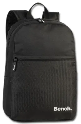 Imagen del producto de Mochila negra, material: poliéster, tamaño medio, 29x43x14 cm. Marca: Bench, modelo: D3ORI320S