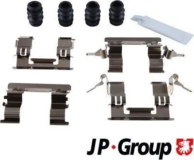 Produktbild von JP GROUP 4064003410 Zubehörsatz Scheibenbremsbelag Vorne für NISSAN JUKE (F15) TIIDA Schrägheck CUBE (Z12) TIIDA Stufenheck (SC11X)