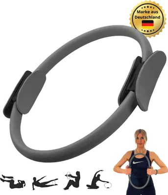 Immagine prodotto di Anello Winch Pilates |  con morbida imbottitura | anello di resistenza per l'allenamento di tutto il corpo, lo yoga e la fisioterapia | (grigio)