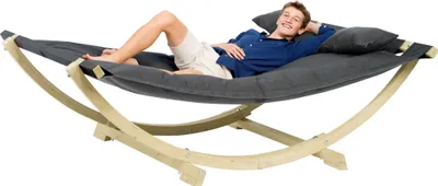 Produktbild von AMAZONAS XXL Schwebebett Lounge Bed Schwebeliege Anthracite inkl. Holzgestell