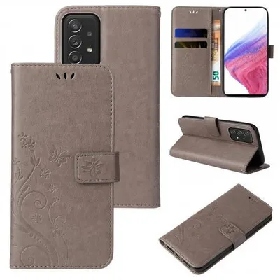 Produktbild von Kunstleder Flip-Hülle Floral für Samsung Galaxy A53 5G - Farbe: Grau - Modellkompatibilität: Für Samsung Galaxy A53 5G