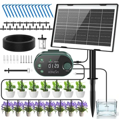 Bewässerungssystem Solar mit Timer, 15 m Schlauch, 15 Tropfer