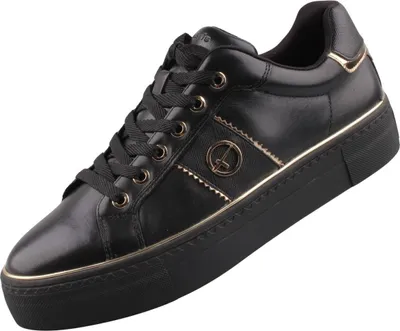 Produktbild von Tamaris Damen Leder Sneaker Schwarz/Gold
