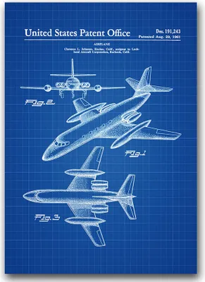 Produktbild von Poster - Canvas - Leinwand - 59,4 cm x 84,1 cm - Fotoposter - Leinwandkunst - Lockheed Flugzeug-Patent