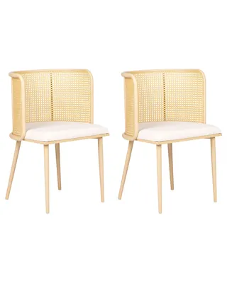 Produktbild von BELIANI Stühle 2er Set Hellbeige / Holzoptik aus Metall Wiener Geflecht Retro Stil Modern für Esszimmer Küche