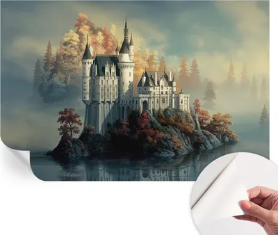 Produktbild von Selbstklebende Wandtapete - Dekorative Tapete für Wohnzimmer - Klebefolie für Wandbilder - Tapetenfolie für Wanddekoration - 104x70 cm - Märchenschloss