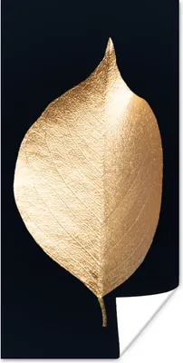 Produktbild von MuchoWow® Poster Blätter - Gold - Schwarz - Pflanzen - Luxus 75x150 cm - Dekoration für die Wände