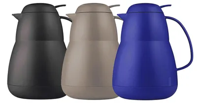 Produktbild von Isolierkanne Zeo mit Drucktaste 1l EUROHOME® – aus Kunststoff und Glas, 15,5x15,5x22,5cm – für heiße Rechner