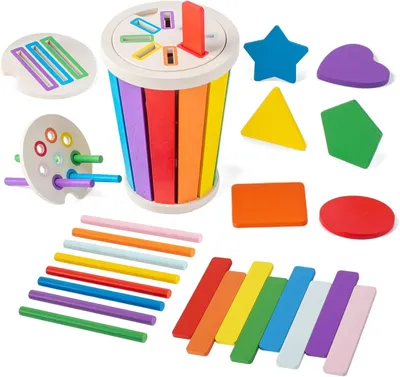 Imagen del producto de Juguetes Montessori a partir de 1 año - Juguetes educativos para niños para aprender los colores - Juego de clasificación - Juego de encaje - Juego educativo a partir de 2 años - Juguetes de madera