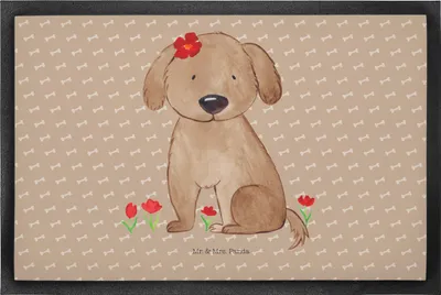 Produktbild von Mr. & Mrs. Panda Fußabtreter Hund Dame 50 x 75 cm - Hundeglück - Geschenk, Bodenvorleger, Fussmatte, Haustürmatte, Niedlich, Sprüche, Vierbeiner, fußmatte, Liebenswert