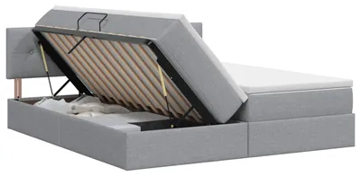 Immagine prodotto di Letto contenitore con testiera, 2 pezzi, grigio chiaro, ecopelle