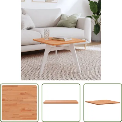 Productafbeelding van De Living Store tafelblad, 50x50x1,5 cm, vierkant, massief beuken hout
