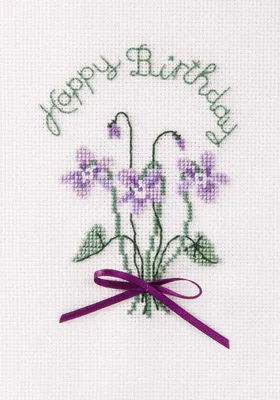 Produktbild von Bothy Threads wenskaart kruissteek set "Viooltjes", 9x13.3cm, dwcdg26, telpatroon