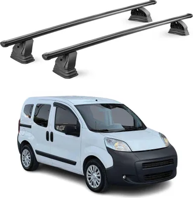 Image de Barres de toit transversales acier pour Peugeot Bipper 2007-2016 Noir 2Pcs