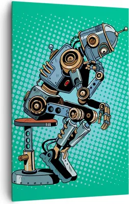Produktbild von Bild auf Leinwand - Leinwandbild - Einteilig - Roboter Illustration Karikatur Comic - 80x120cm - Wand Bild - Wandbilder - Leinwanddruck - Wanddekoration - Leinwand bilder - Wandbild - PA80x120-3194