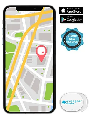 Produktbild von Musegear® Schlüsselfinder mini mit Bluetooth App I Keyfinder laut für Handy in weiß I GPS Ortung / Kopplung I Schlüssel finden