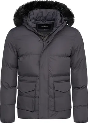 Produktbild von SOULSTAR Herren Winterjacke S2RISOR Parka Lang Puffer Jacke mit Kapuze & abnehmbarem Kunstfell Pufferjacke