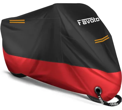 Image de Housse de moto imperméable extérieur - 265 x 105 x 125 cm - Noir et rouge - Scooter