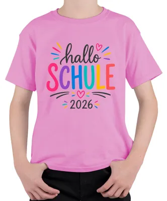 Produktbild von Hallo Schule 2026 Einschulung Mädchen Schulanfang Erstklässler Kinder T-Shirt, Pink, 104