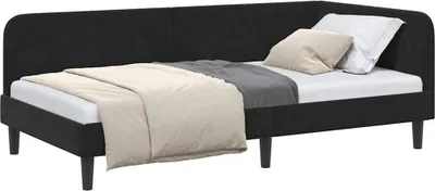 Image de Cadre de lit d'angle Noir 90 x 190 cm Velours