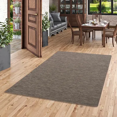 Produktbild von Sisal-Optik Designer Flachgewebe Teppich Pure Braun Meliert, Größe:80x320 cm