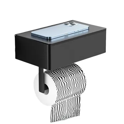 Produktbild von Wandmontage Papierhandtuchbox, Multifunktionale Aufbewahrung, Bohrenfrei, Edelstahl, Bad, Feuchttücherbox, Schwarz