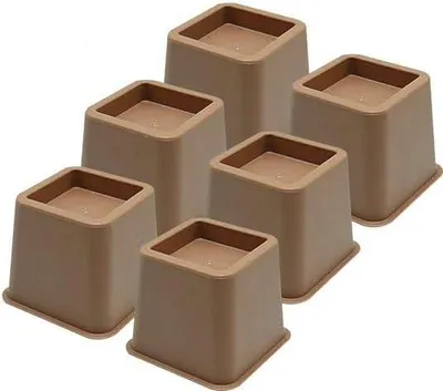Zdjęcie produktu dla Zestaw podkładek pod meble, 6 sztuk, wysokość 8 cm, kolor brązowy, do łóżek i stołów